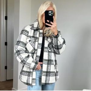 Avec Les Filles Plaid Zip Front Jacket Green Size Medium